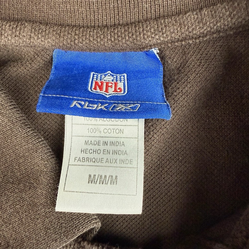 Reebok NFL Polo Shirt Men M Brown Cleveland Browns Logo Football Team Cotton Y2K - Picture 3 of 9